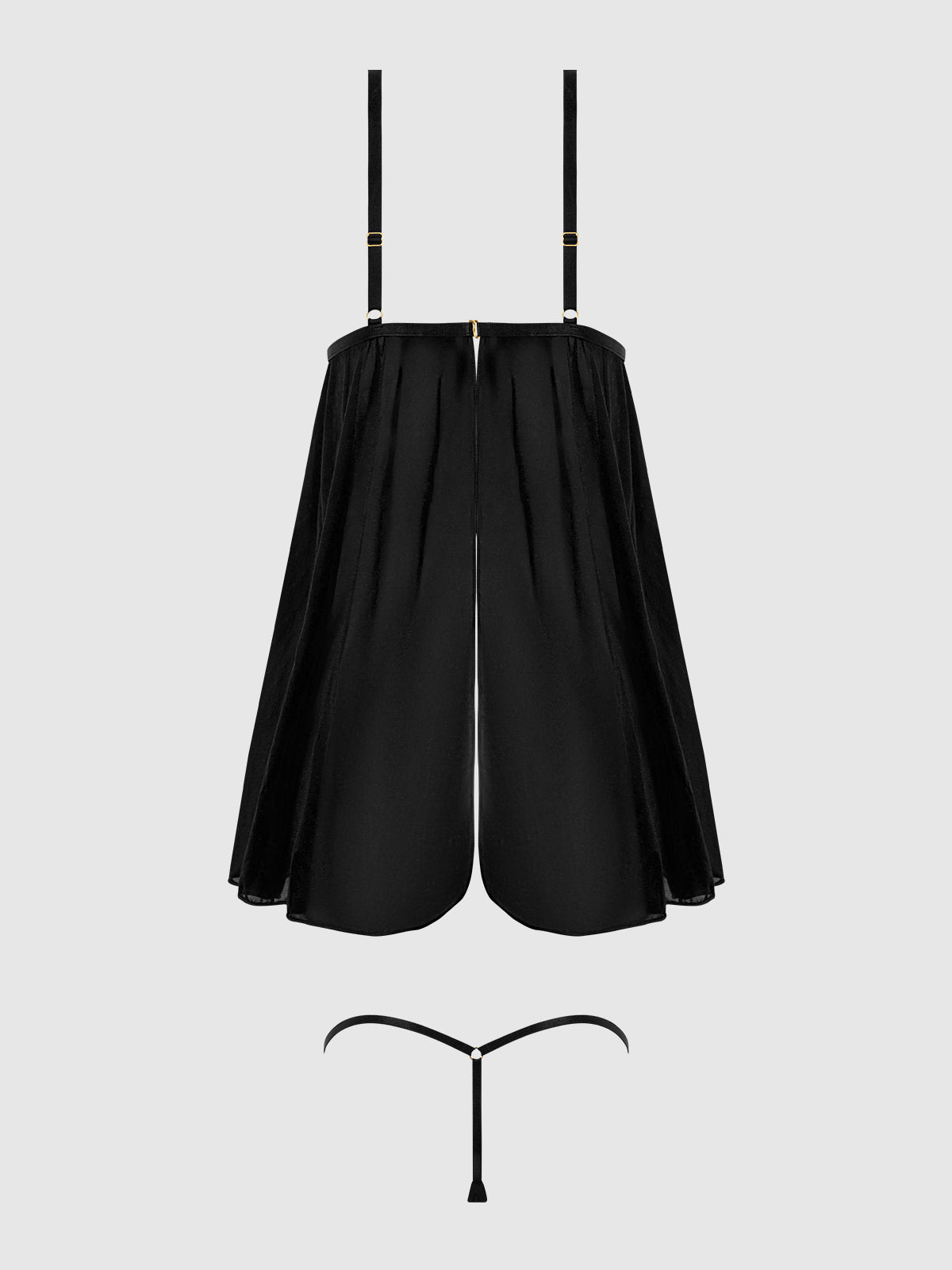 Pia Shine Mesh O-Ring Open Cup Babydoll Set - Frederick's of Hollywood