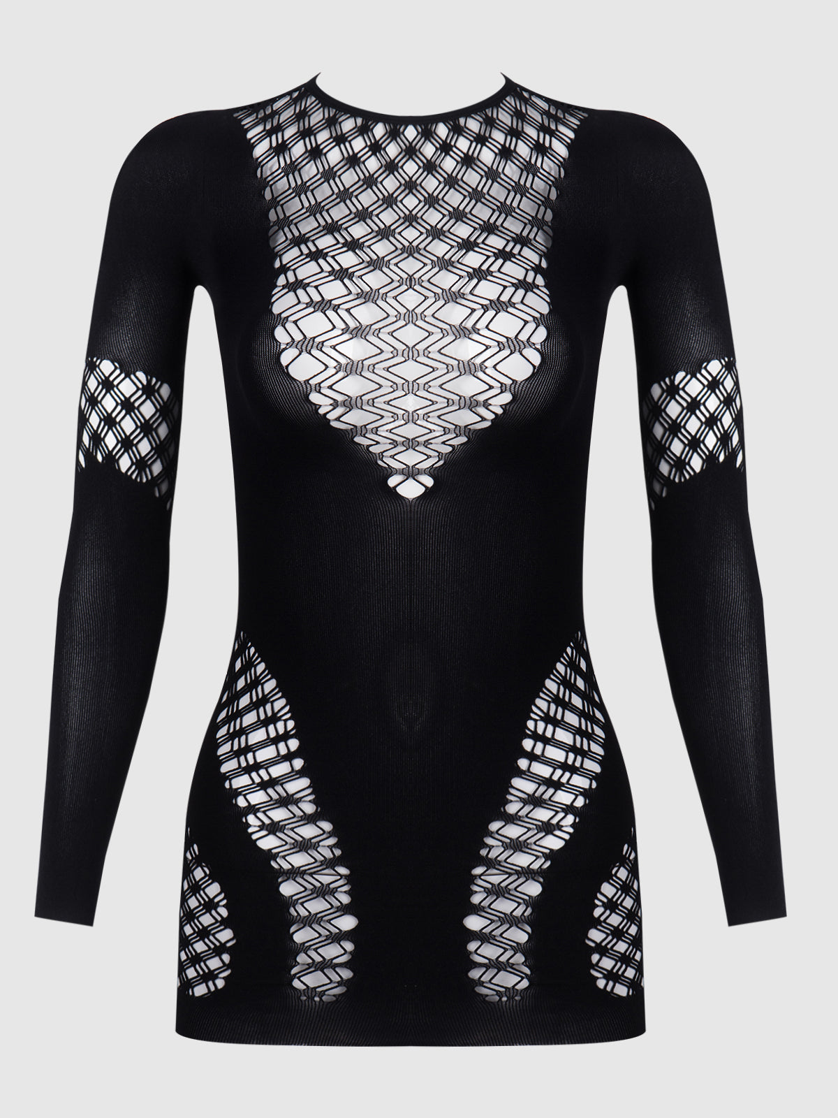 Bodycon Mini Skirt Long Sleeve Bodystocking Dress - Frederick's of Hollywood