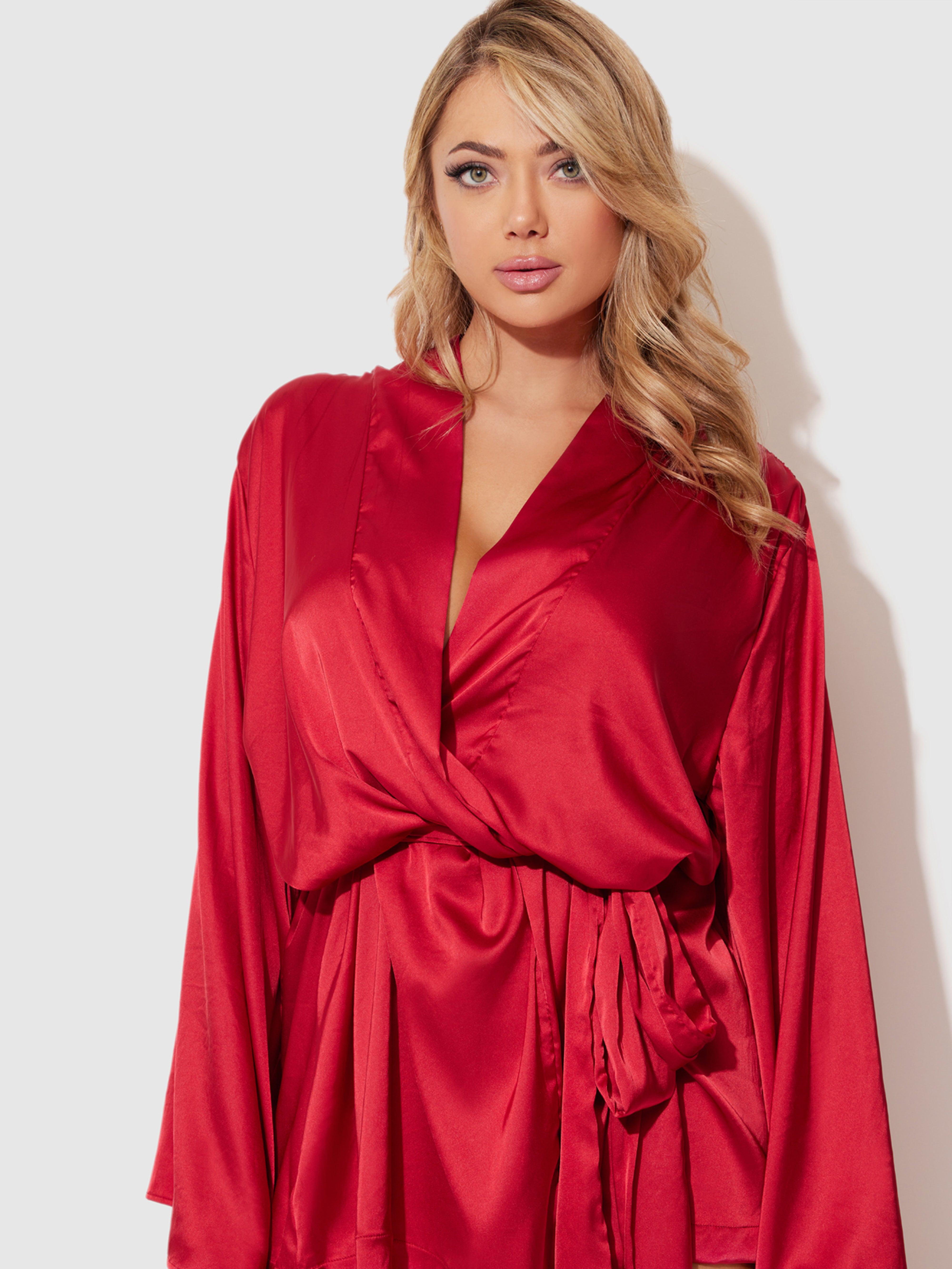 Petra Satin Short Robe - Frederick's of Hollywood