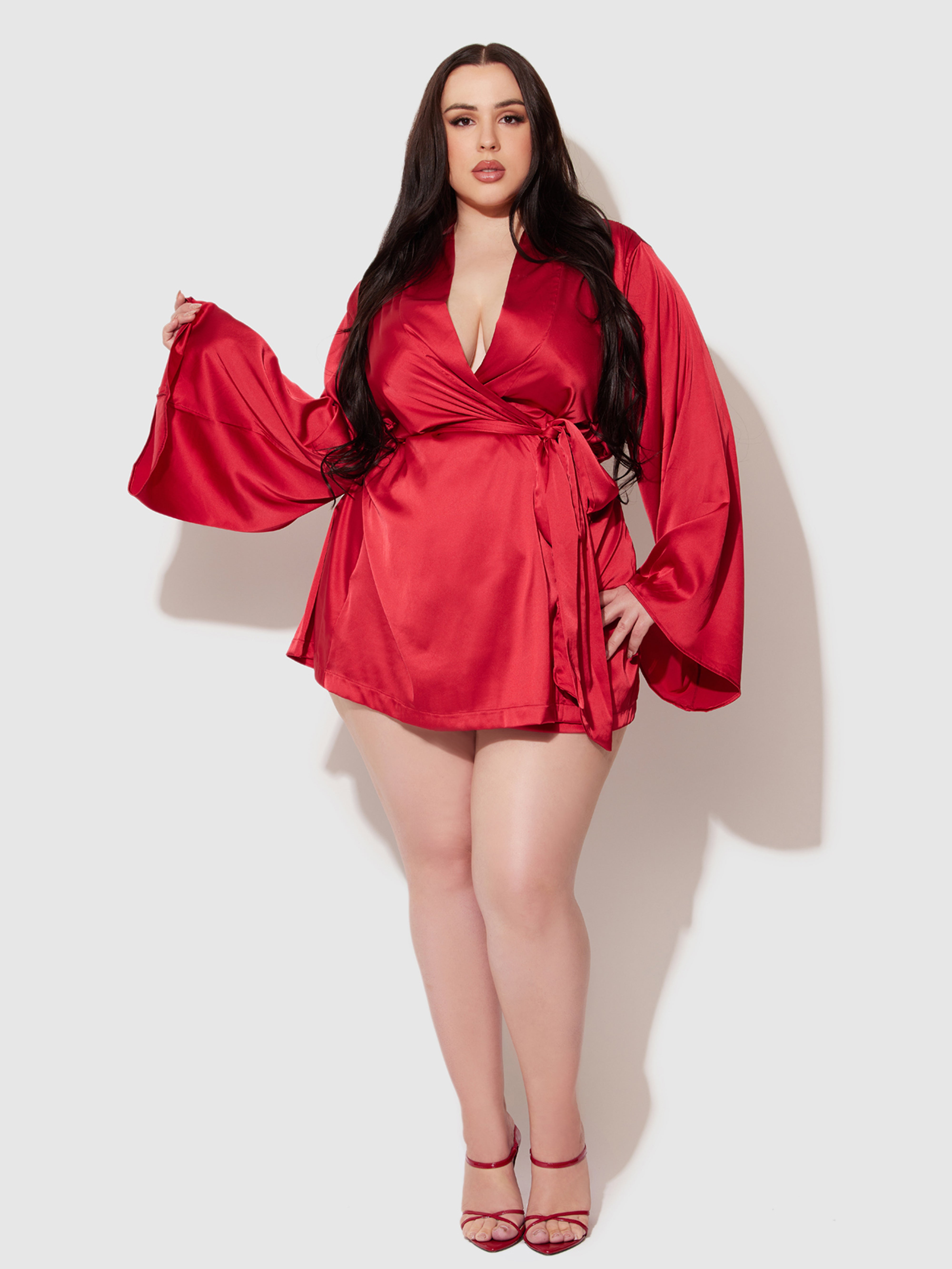 Petra Satin Short Robe - Frederick's of Hollywood