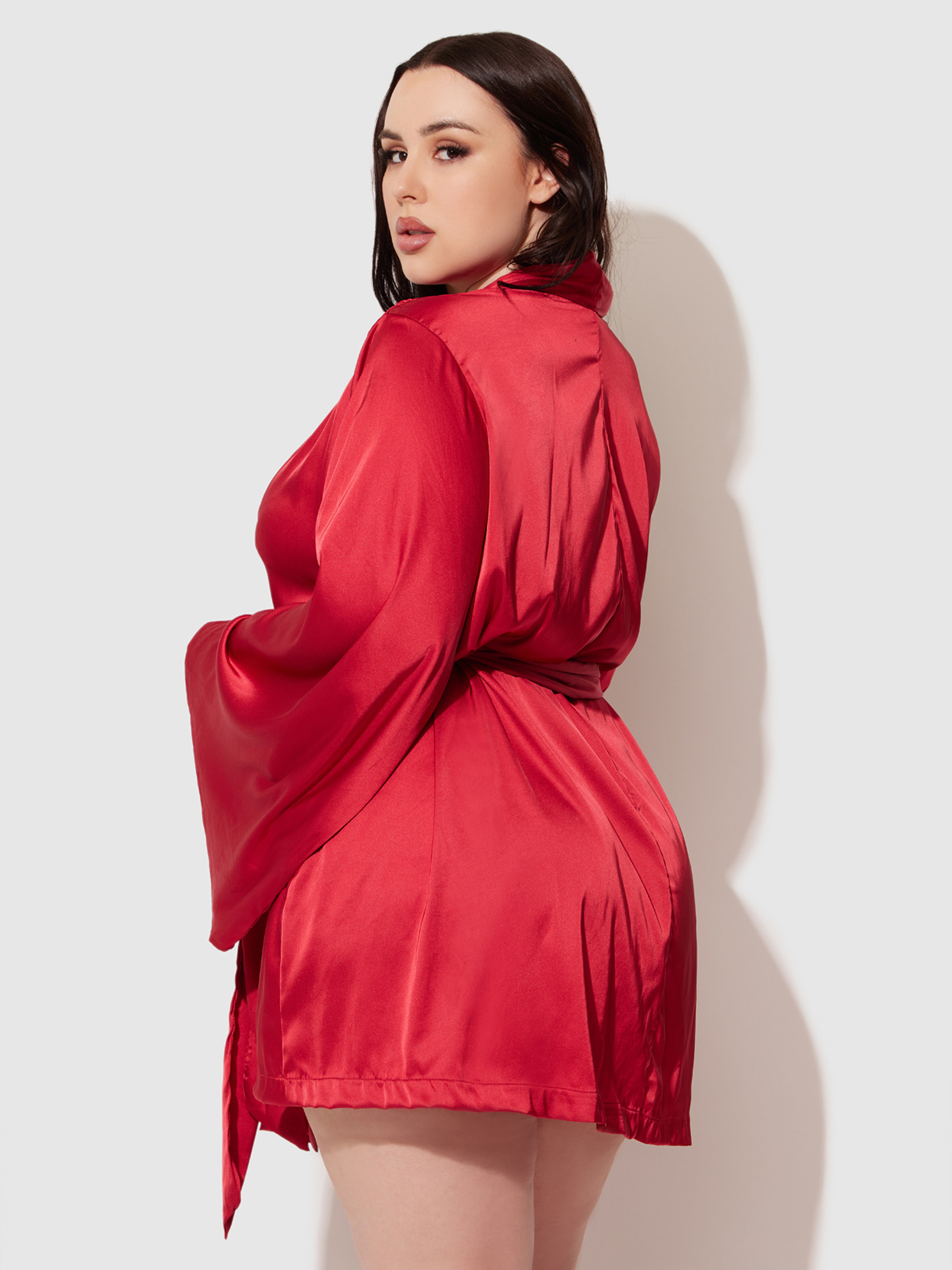 Petra Satin Short Robe - Frederick's of Hollywood