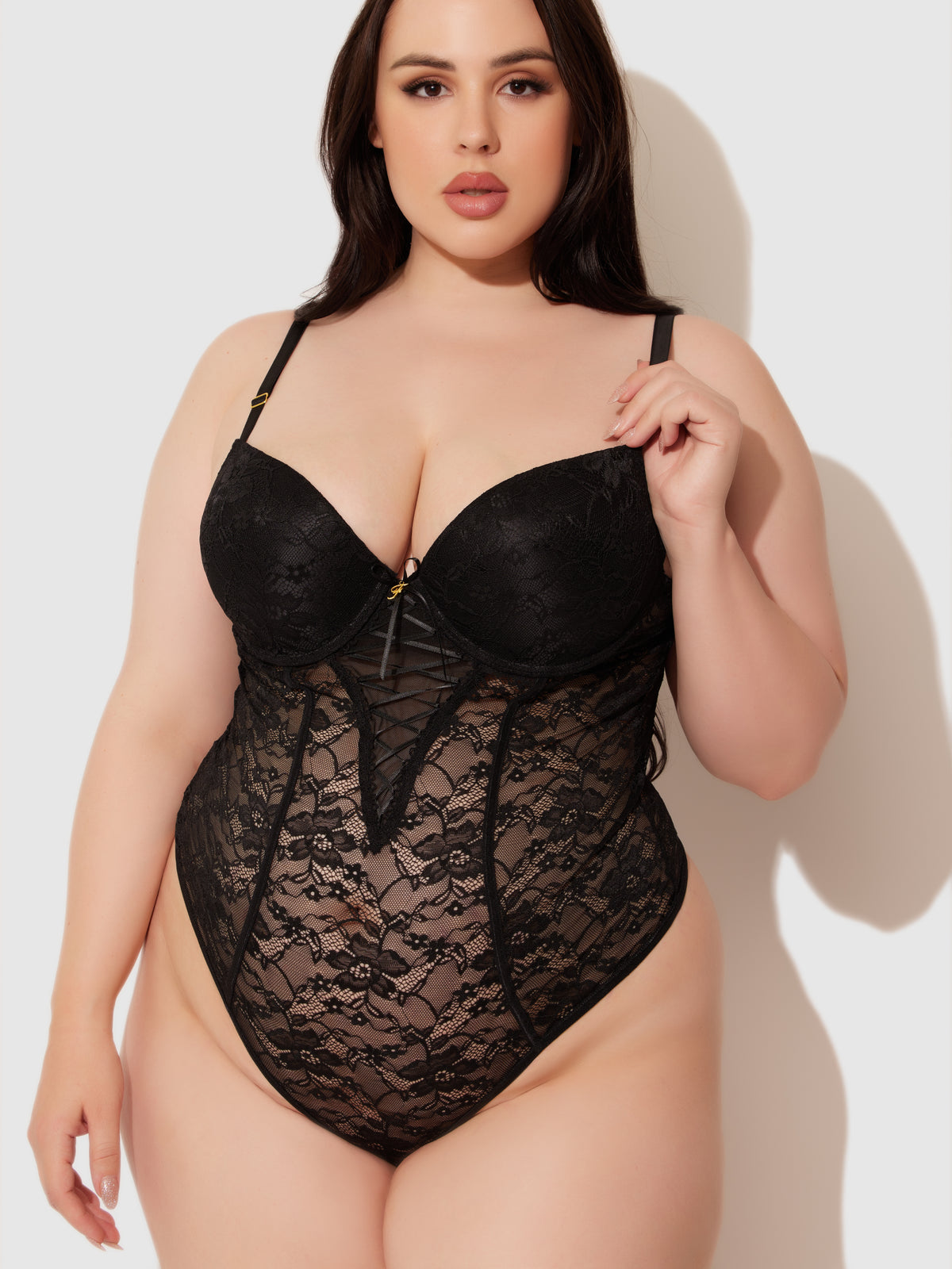 Lace Underwire Lace Up Teddy - Frederick&#39;s of Hollywood