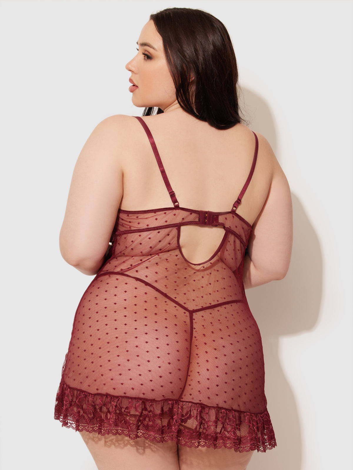 Riley Lace Babydoll Set - Burgundy