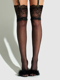 Thigh High Sheer Stayups With Tall Lace Band - Frederick's of Hollywood