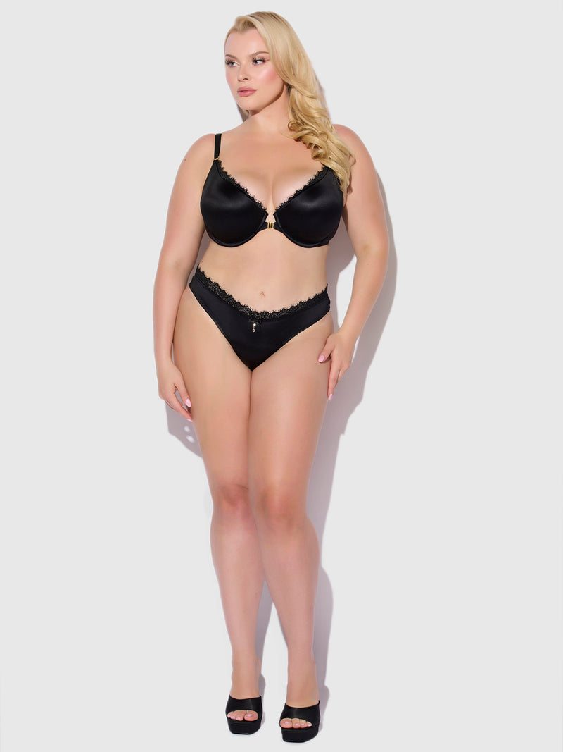 Lexi Liquid Satin & Lace Hipster - Frederick's of Hollywood