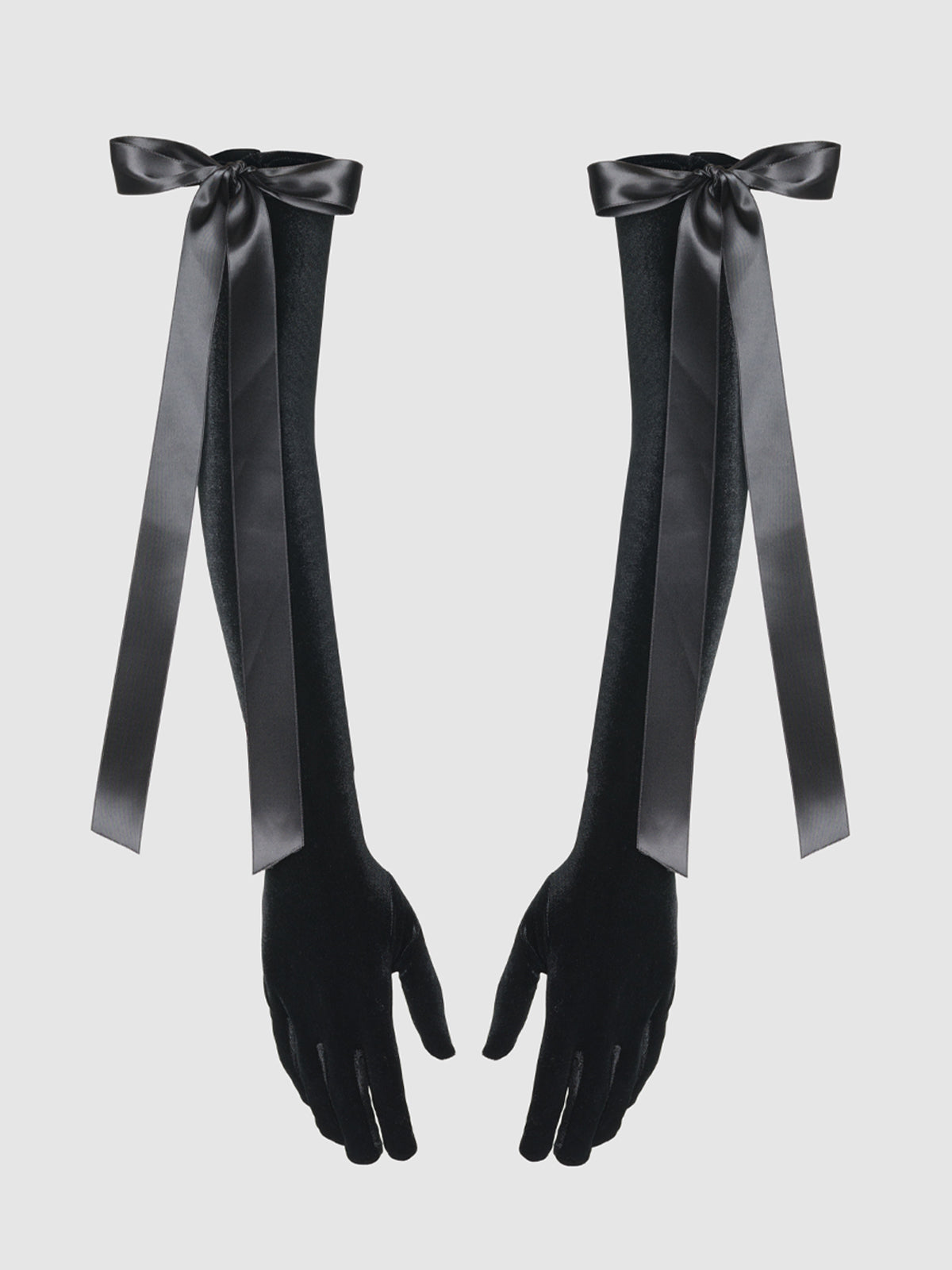 Velvet Long Glove With Satin Bow