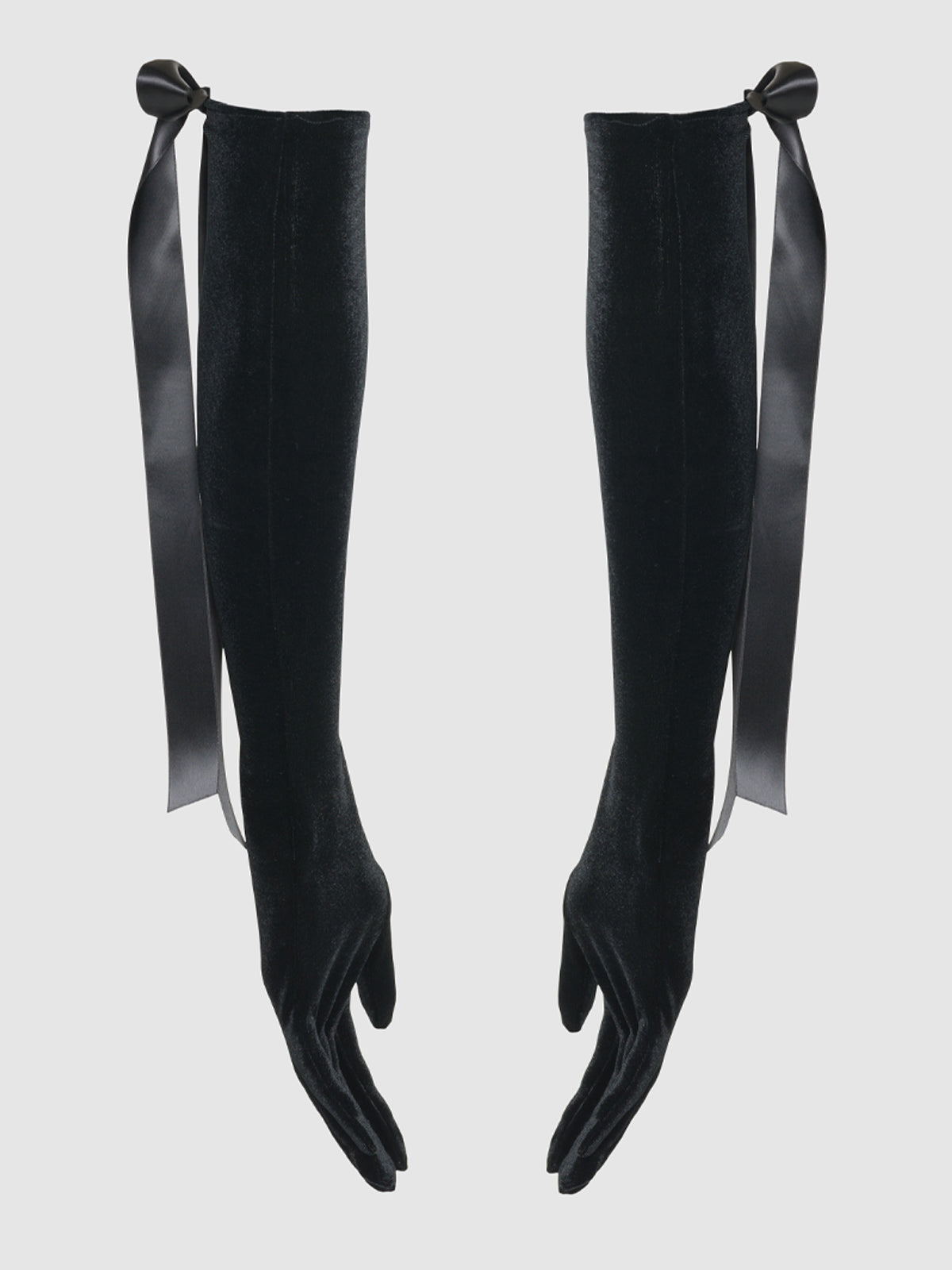 Velvet Long Glove With Satin Bow