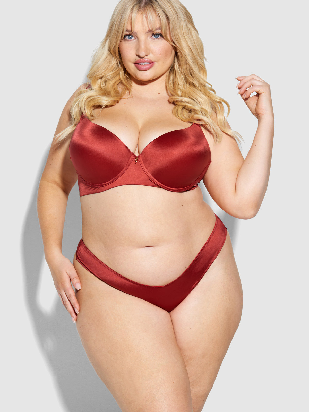 Lexi Liquid Satin Scoop Thong - Fredericks of Hollywood