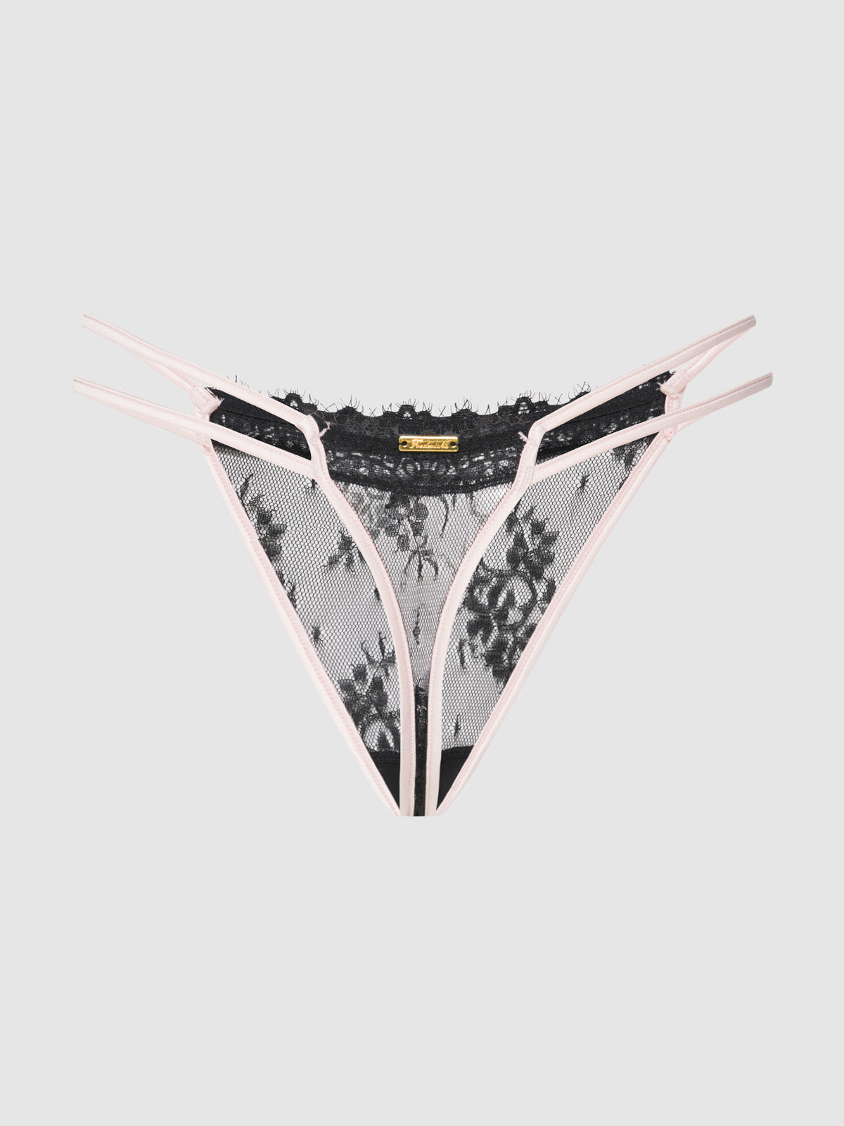 Rosalind Satin Double Banded Lace Thong - Fredericks of Hollywood