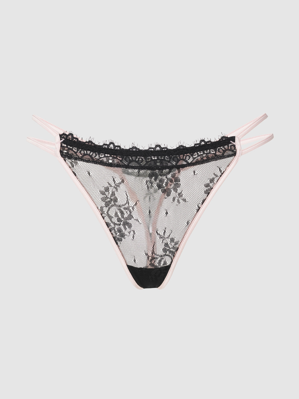 Rosalind Satin Double Banded Lace Thong - Fredericks of Hollywood