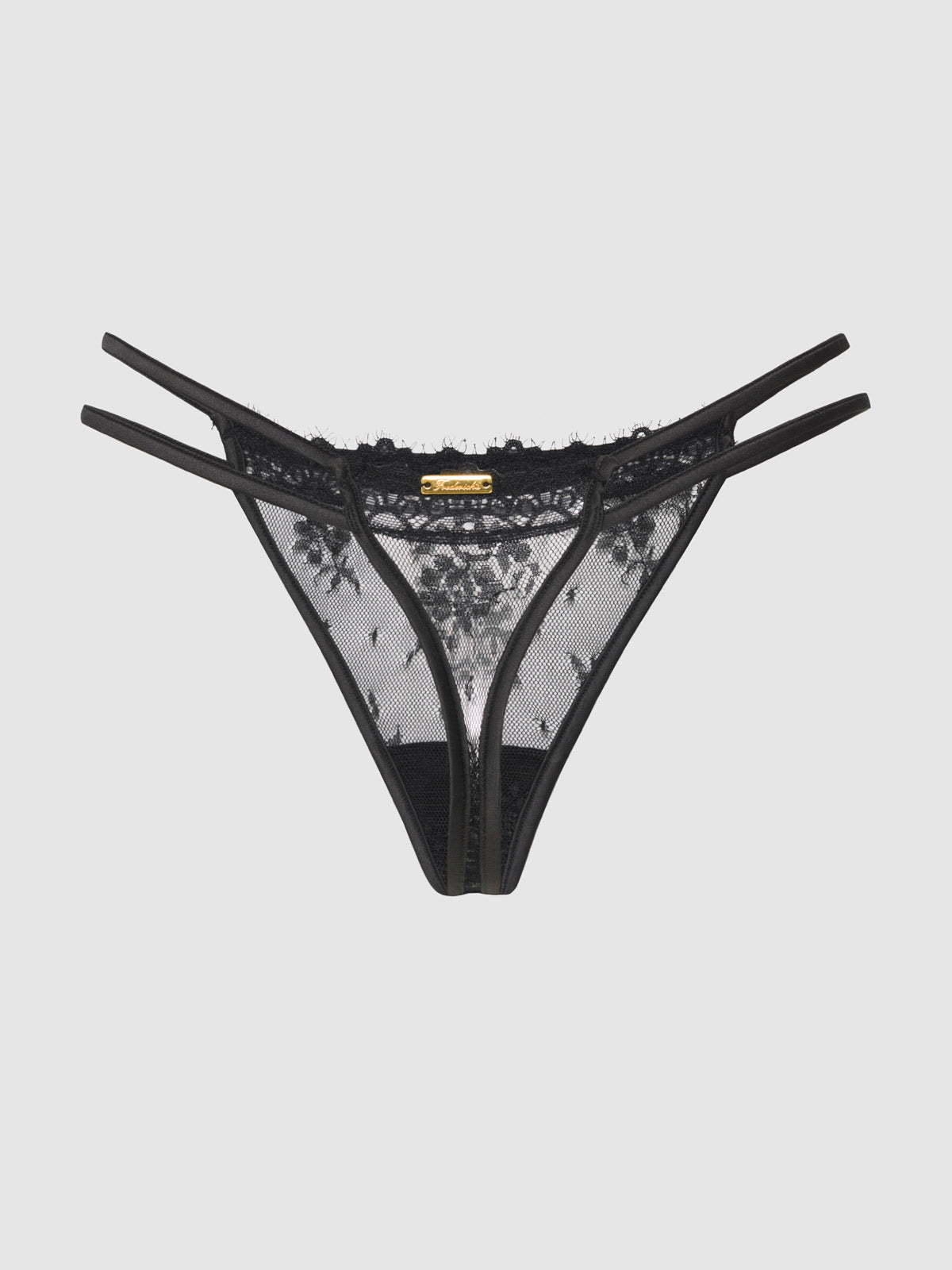 Rosalind Satin Double Banded Lace Thong - Fredericks of Hollywood