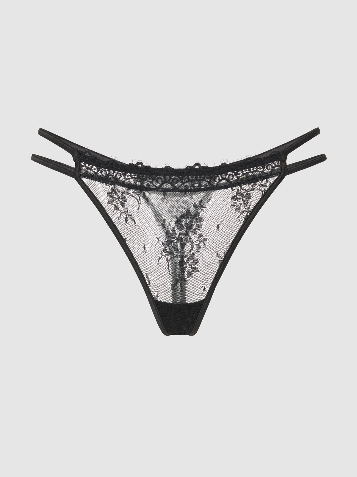 Rosalind Satin Double Banded Lace Thong - Fredericks of Hollywood