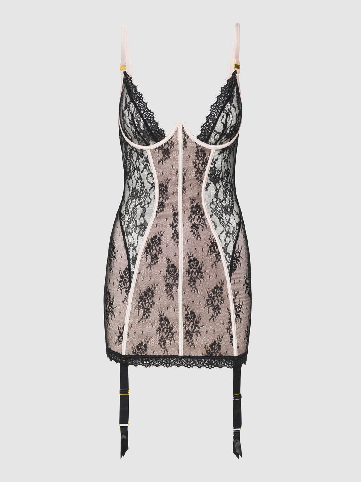 Rosalind Satin & Lace Underwire Chemise - Fredericks of Hollywood