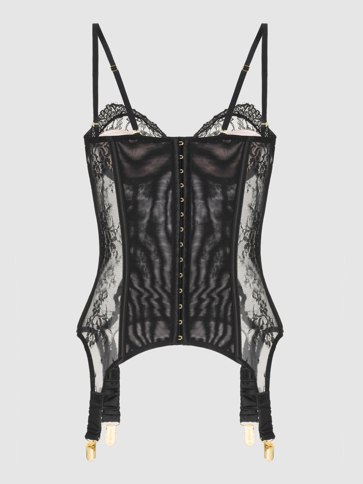 Rosalind Satin & Lace Underwire Lace Cup Corset - Fredericks of Hollywood