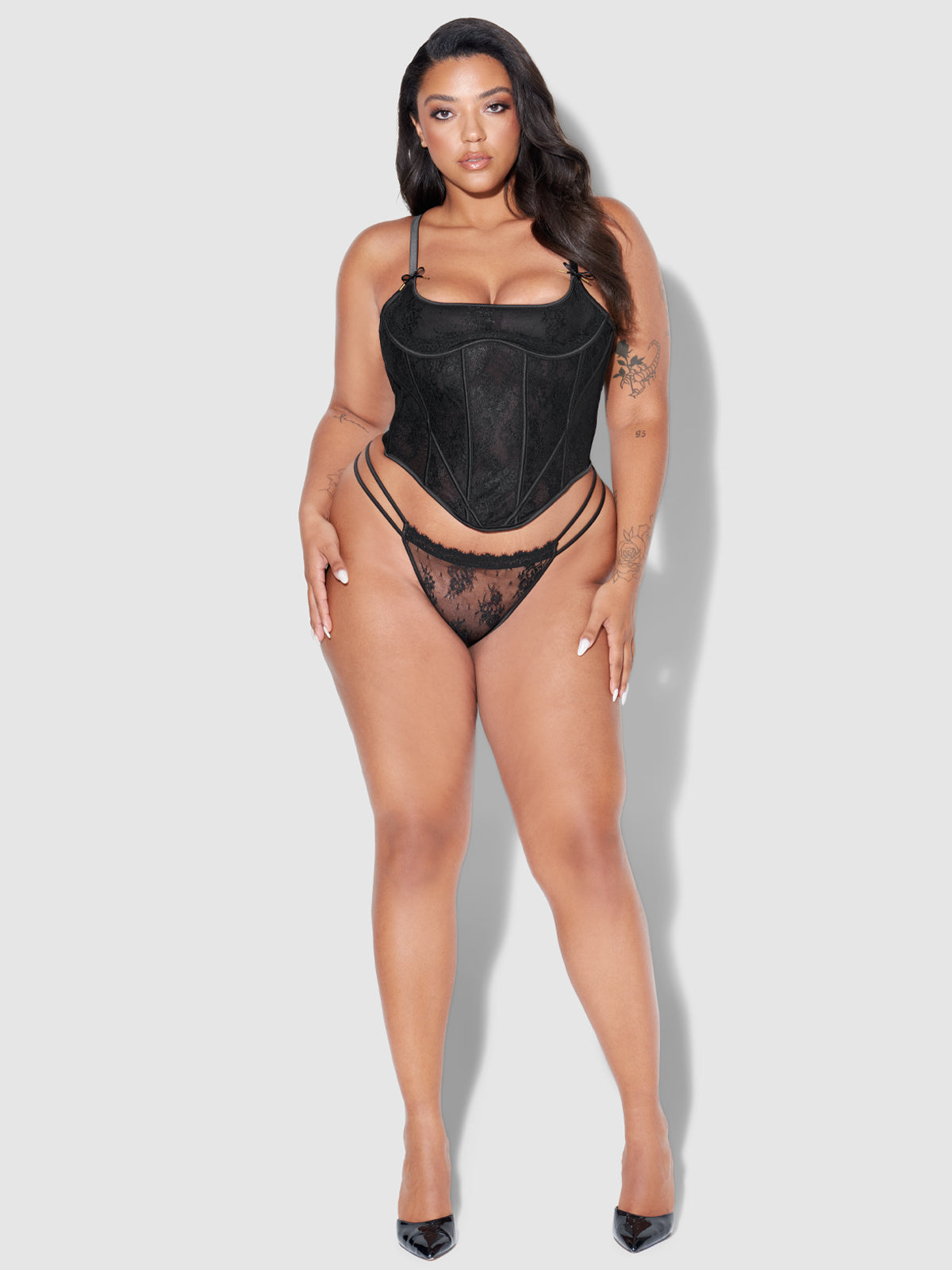 Rosalind Satin & Lace Underwire Open Cup Corset - Fredericks of Hollywood