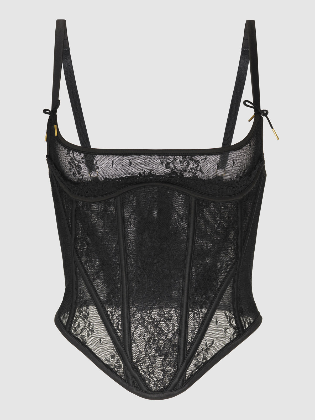 Rosalind Satin & Lace Underwire Open Cup Corset - Fredericks of Hollywood