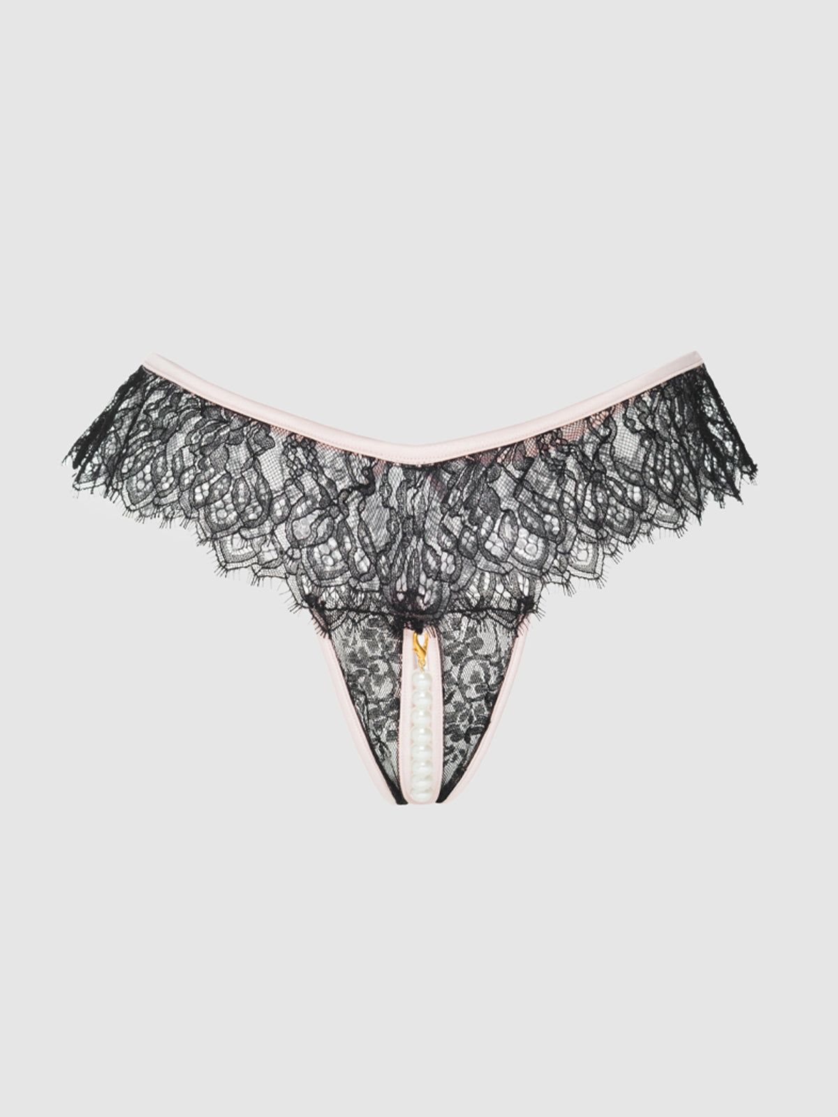 Rosalind Lace & Pearl Crotchless Thong - Fredericks of Hollywood