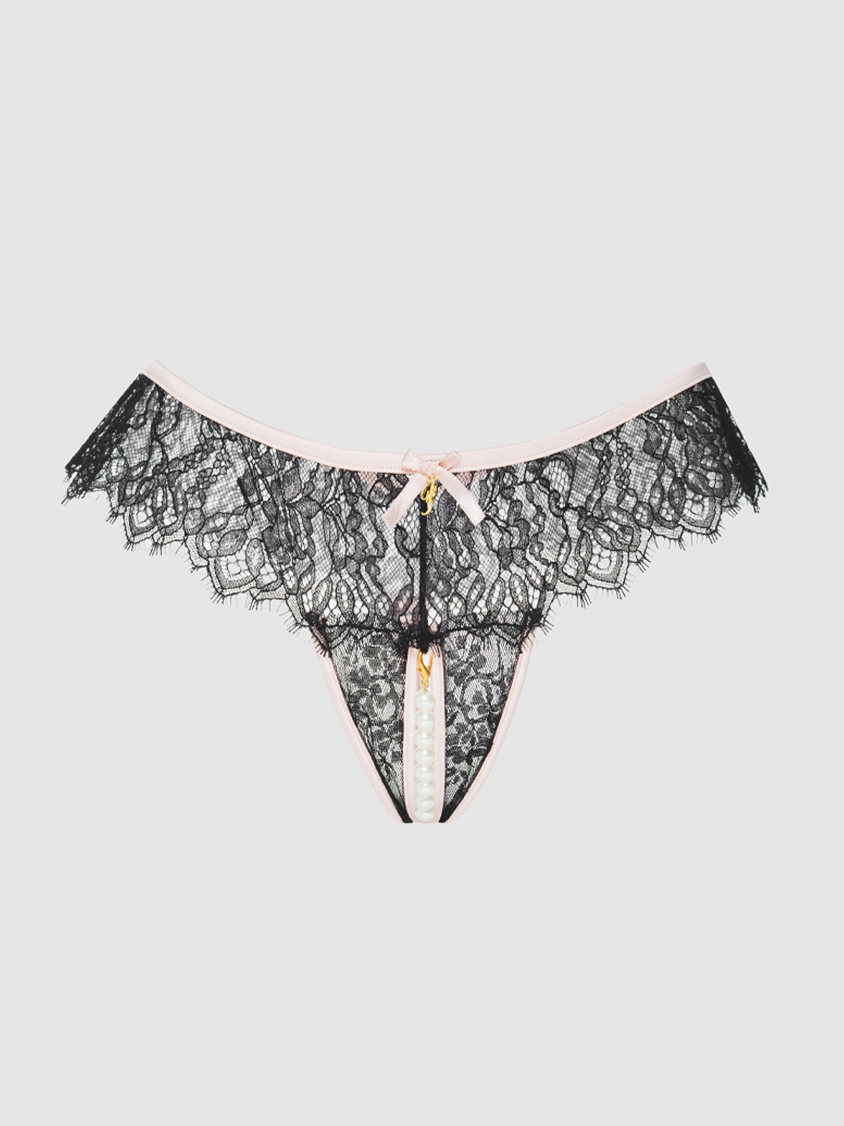 Rosalind Lace & Pearl Crotchless Thong - Fredericks of Hollywood