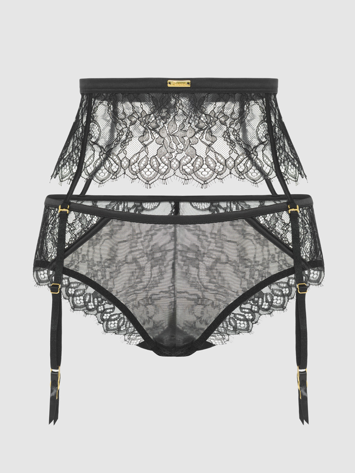 Rosalind Lace & Satin Hipster & Garter Belt - Fredericks of Hollywood