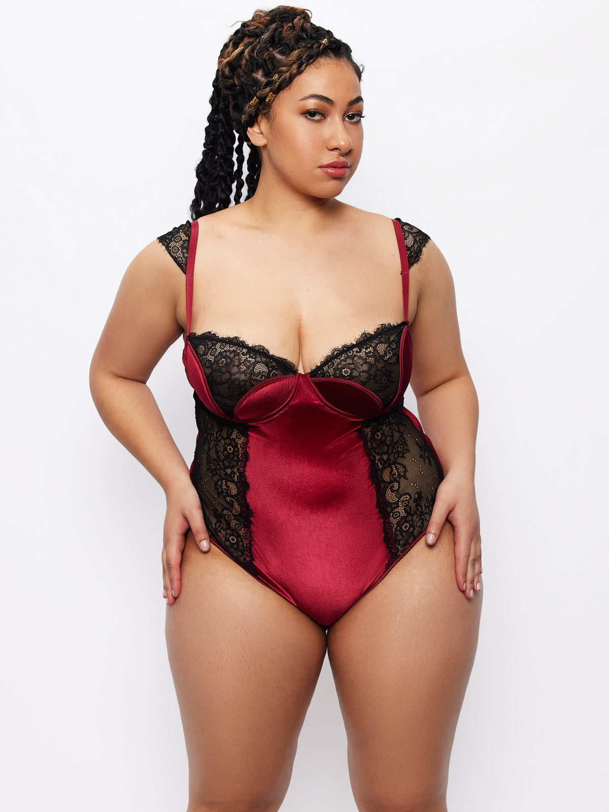Georgine Velvet And Lace Teddy - Fredericks of Hollywood