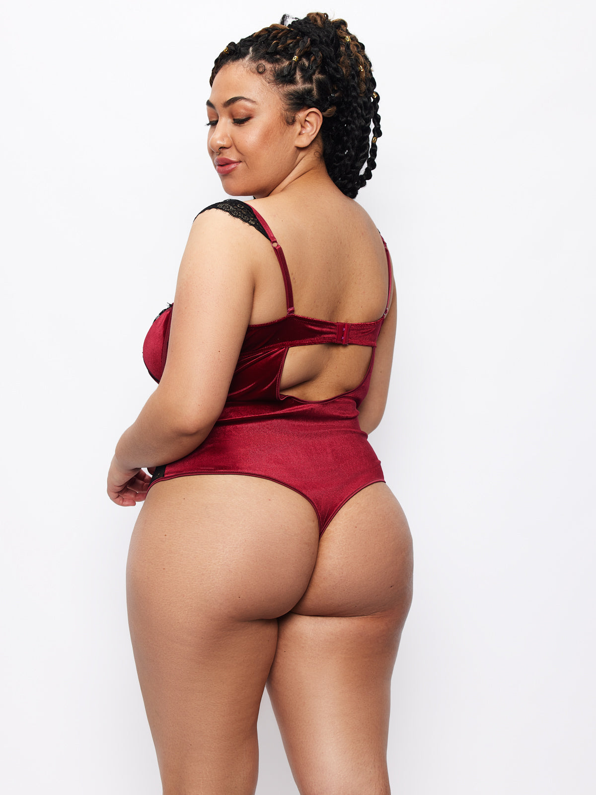 Georgine Velvet And Lace Teddy - Fredericks of Hollywood