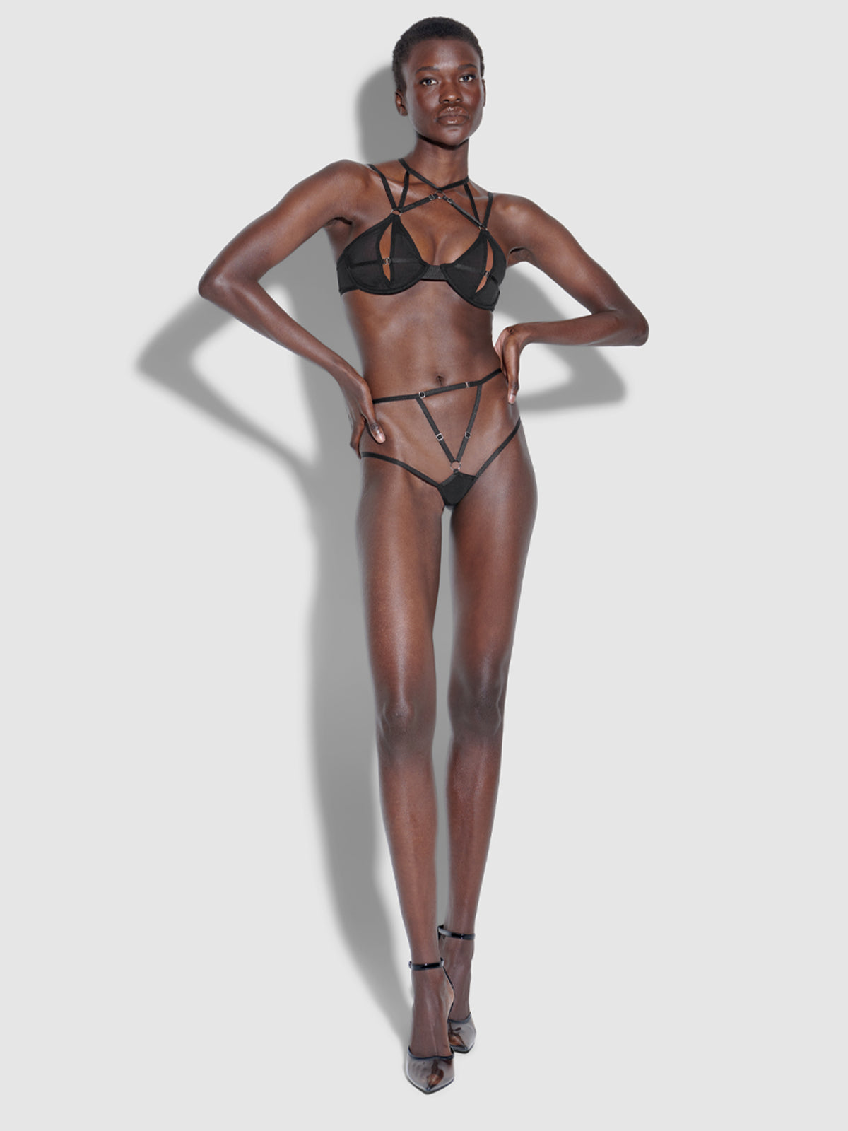 Raven Open Cup Mesh Bra - Fredricks of Hollywood