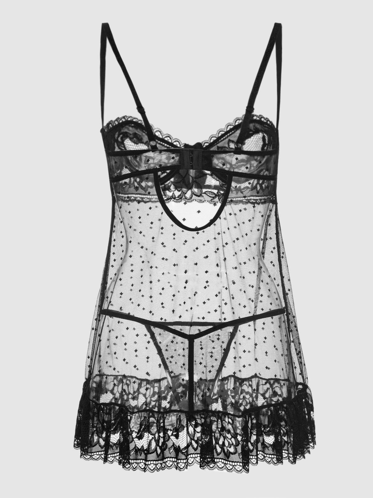 Riley Lace Babydoll Set - Black