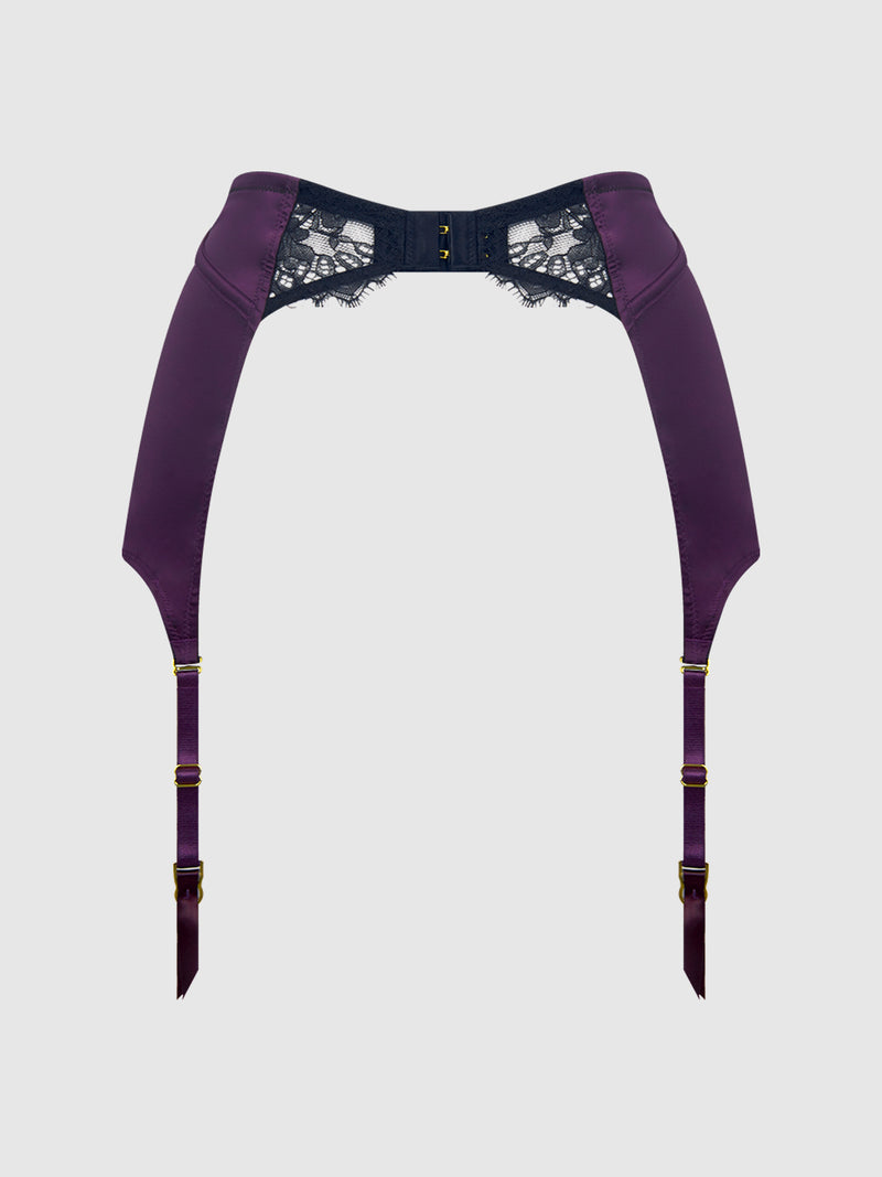 Rosalind Lace & Satin Open Back Garter Skirt - Frederick's of Hollywood