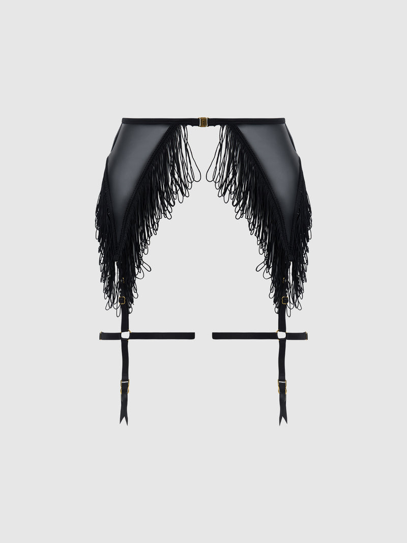 Hendrix Faux Leather & Fringe Garter Belt - Frederick's of Hollywood