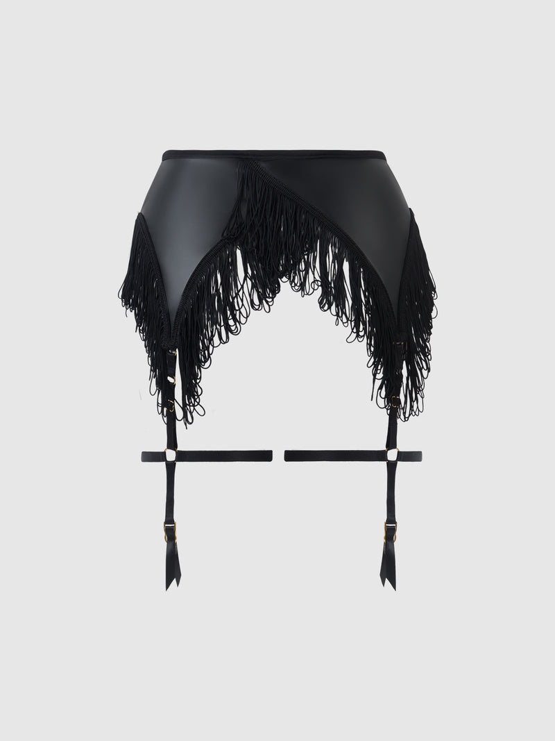 Hendrix Faux Leather & Fringe Garter Belt - Frederick's of Hollywood