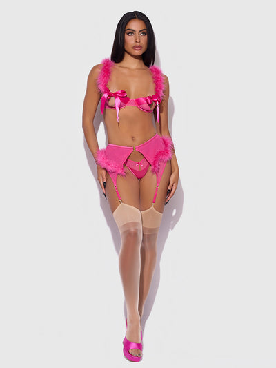 Scarlett Marabou & Mesh Garter Belt