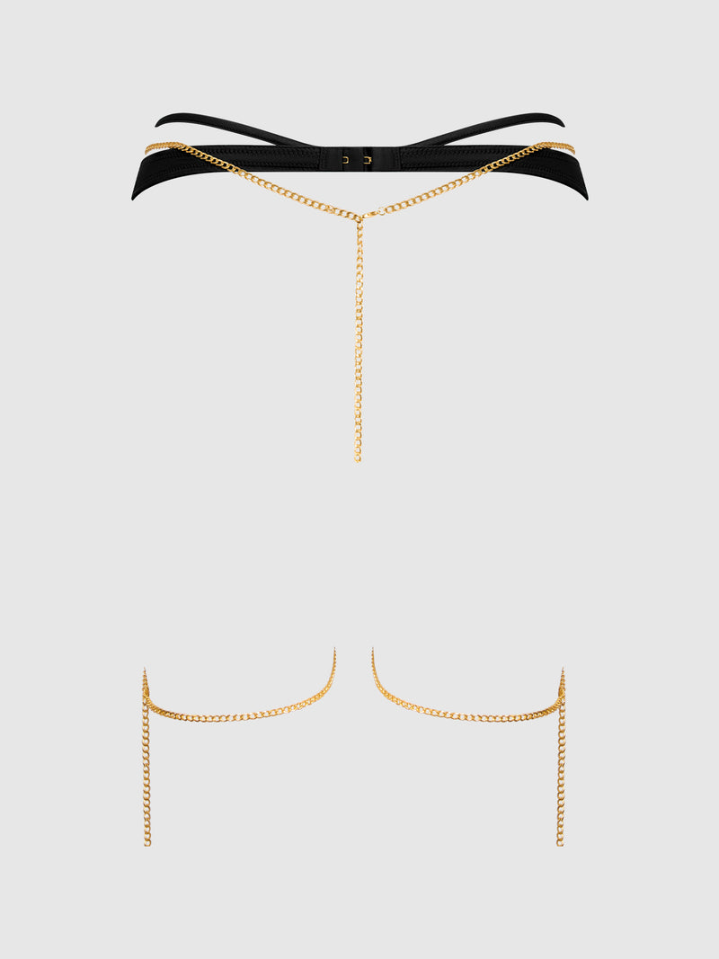 Emery Liquid Satin & Chain Thigh Garter Belt