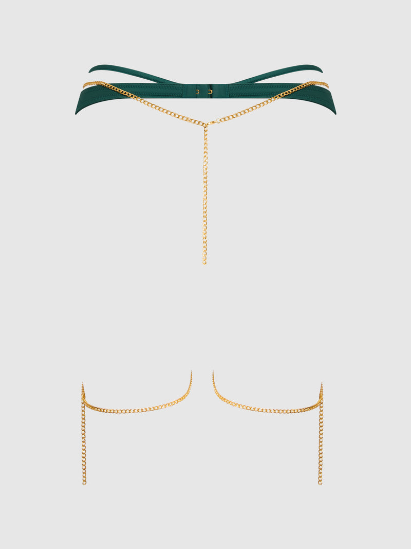 Emery Liquid Satin & Chain Thigh Garter Belt