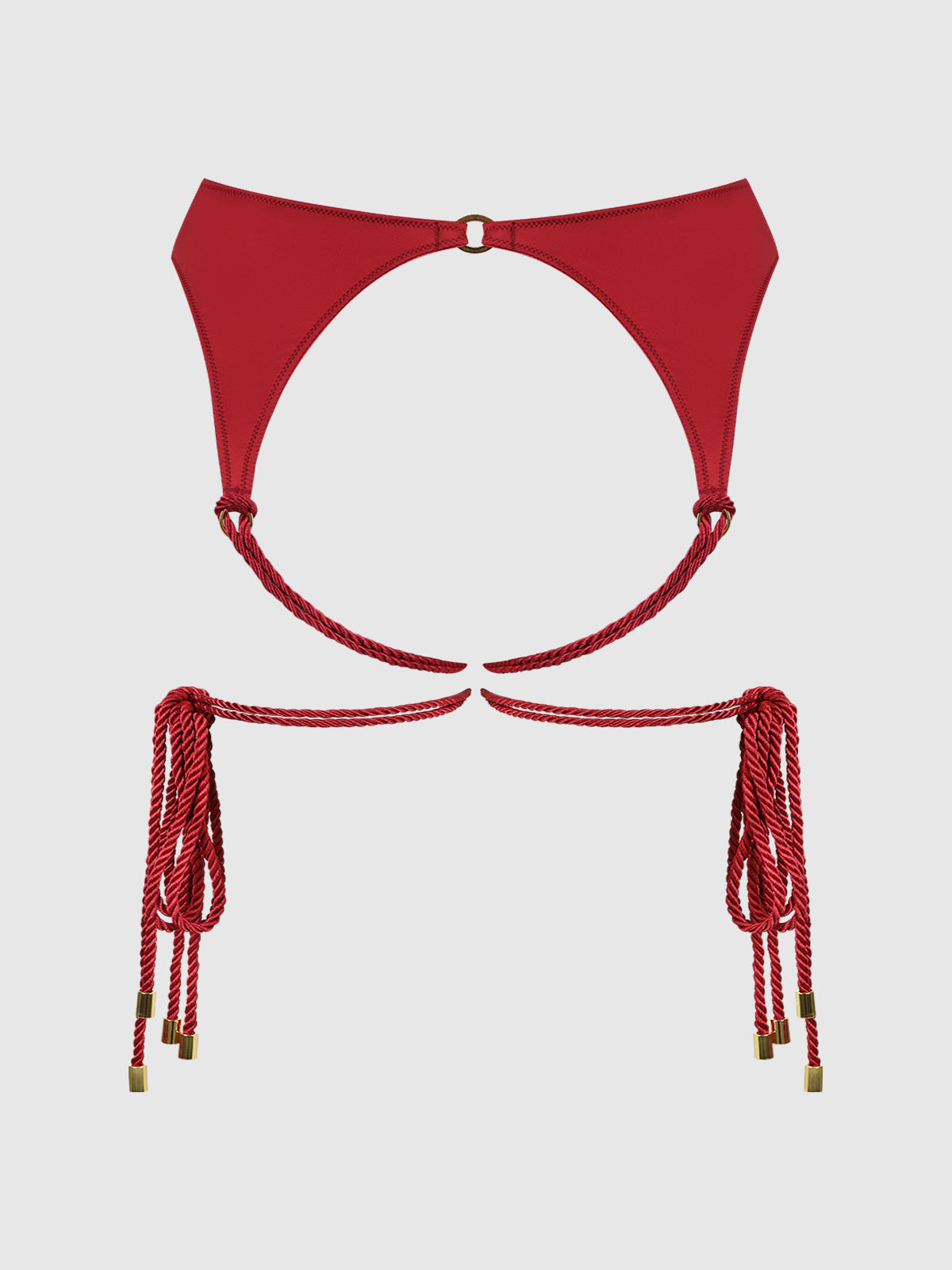 Nadya Liquid Satin & Rope Thigh Wrap Garter Belt - Frederick's of Hollywood