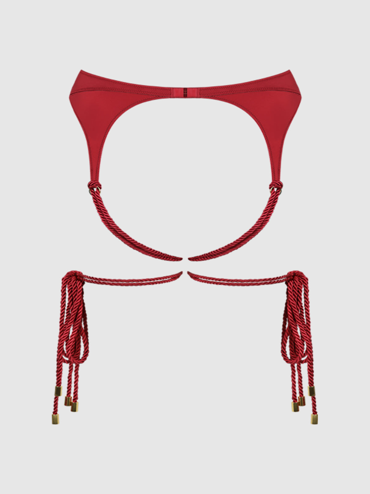 Nadya Liquid Satin & Rope Thigh Wrap Garter Belt - Frederick's of Hollywood