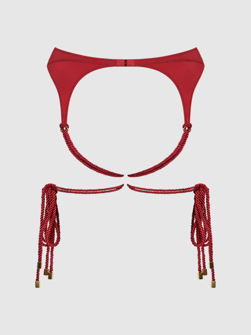 Nadya Liquid Satin & Rope Thigh Wrap Garter Belt - Frederick's of Hollywood