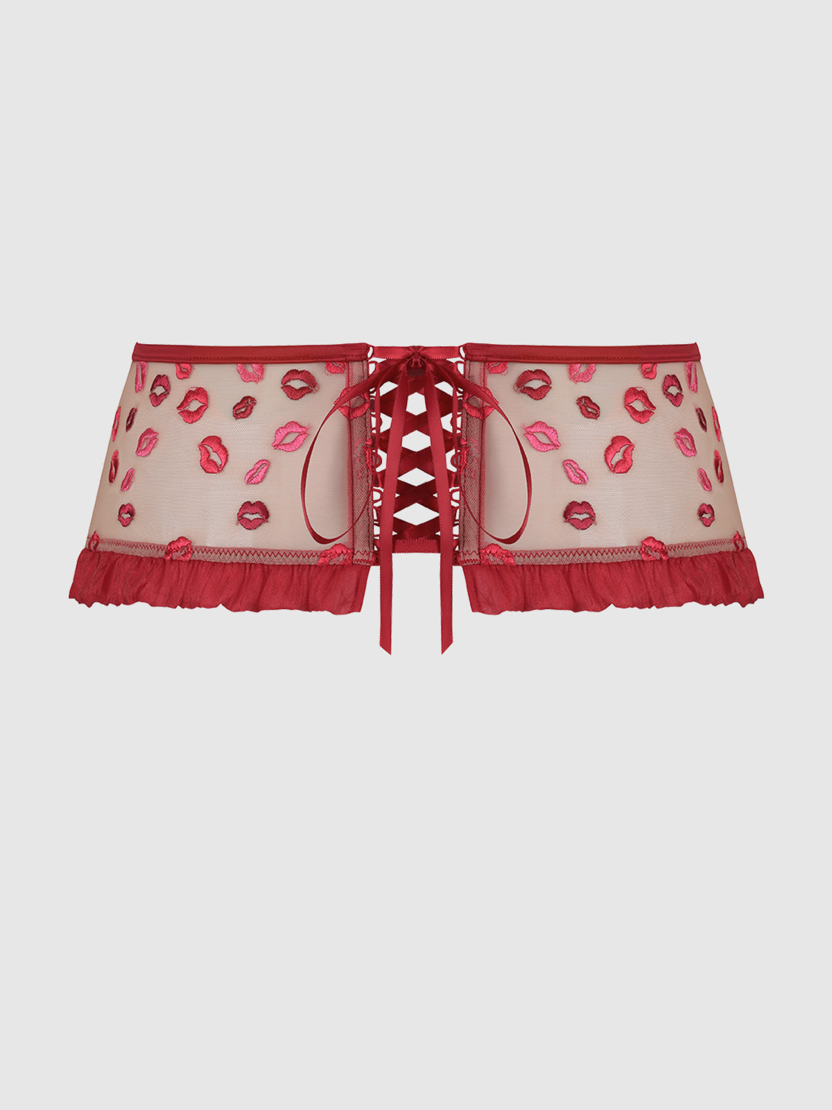 Angelica Lips Embroidery Garter Belt - Frederick's of Hollywood