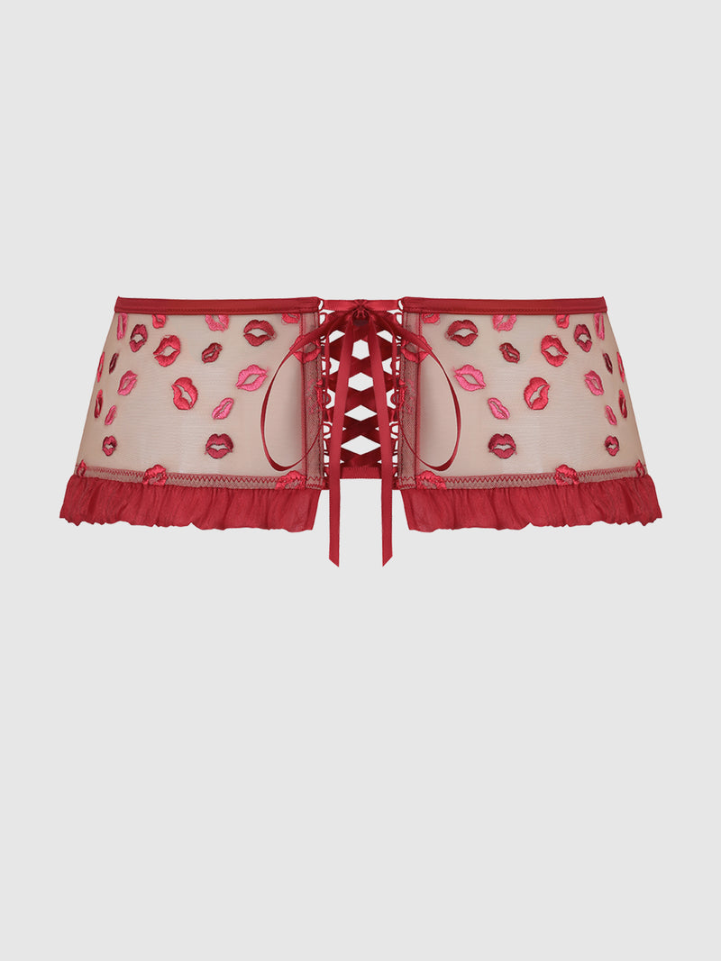 Angelica Lips Embroidery Garter Belt - Frederick's of Hollywood