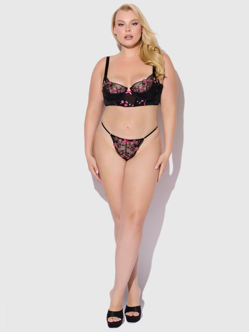 Harlow Embroidered Mesh & Elastic G-String - Frederick's of Hollywood
