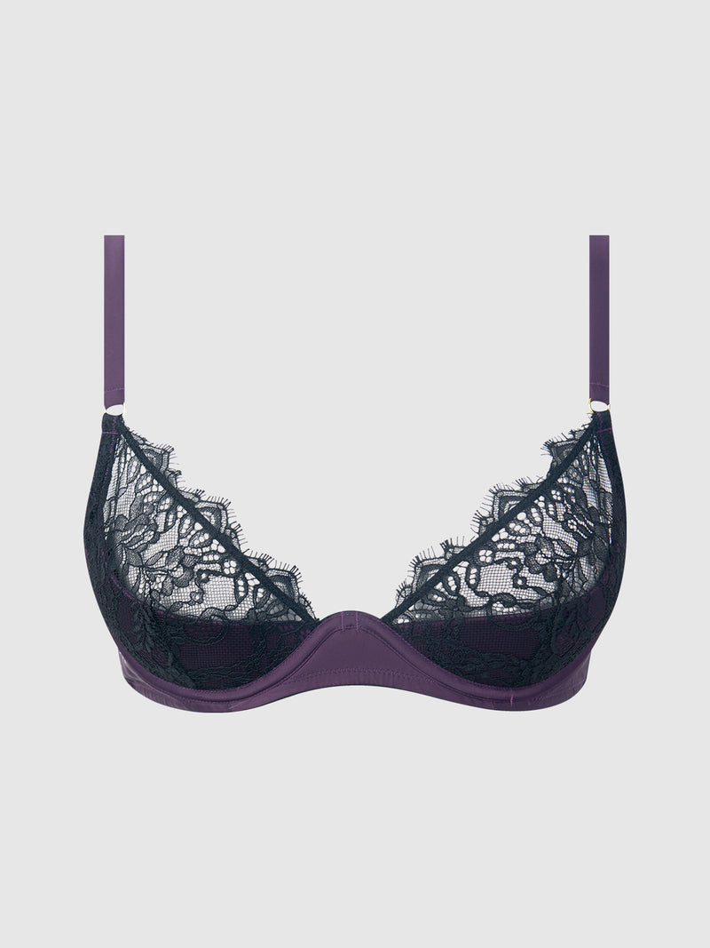 Rosalind Lace & Satin Underwire Demi Bra - Frederick's of Hollywood