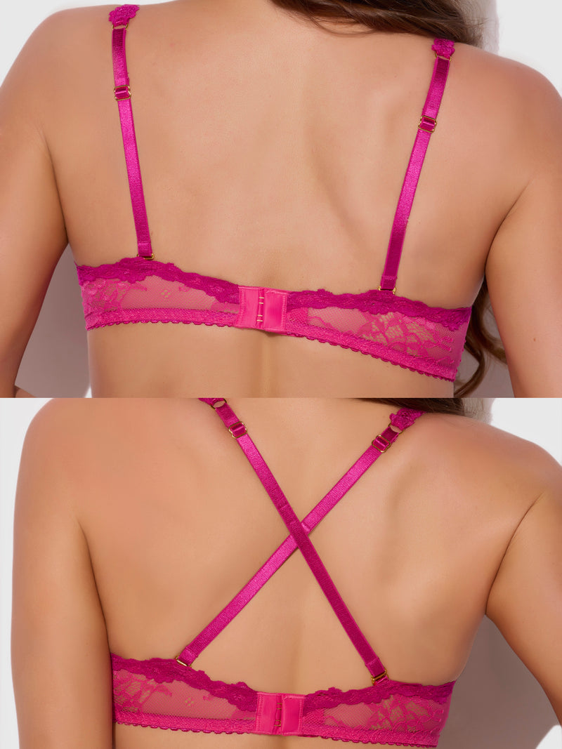 Pia Lace Push Up Half Cup Bandeau Bra