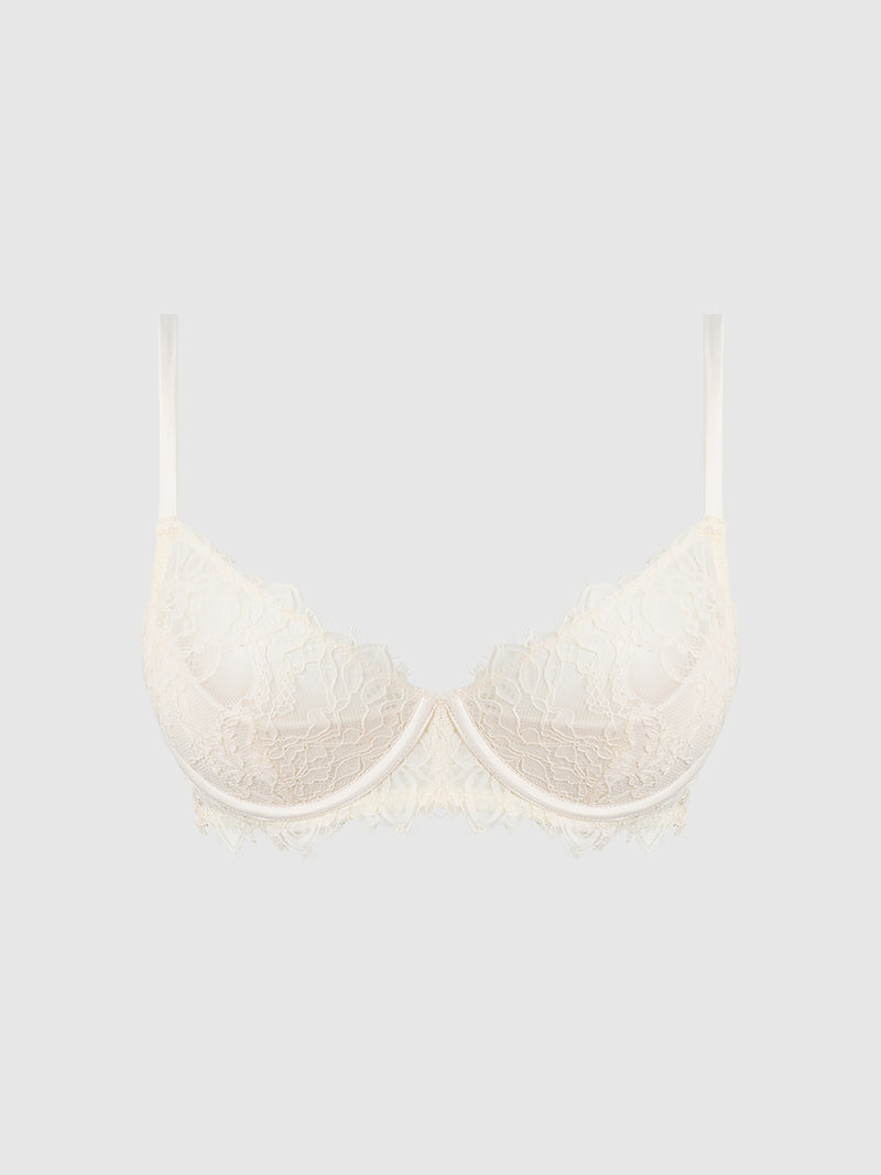 Rosalind Lace Cup Bra With Satin Half Cup - Frederick's of Hollywood