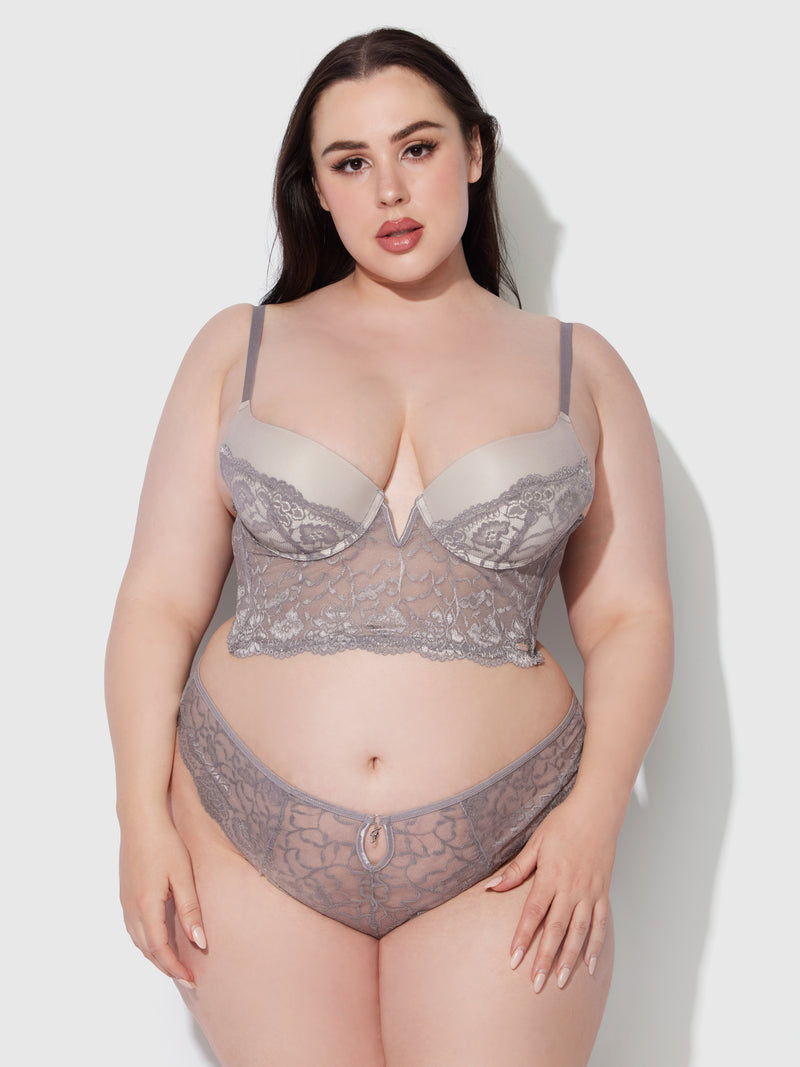 Vivian Lace V Front Longline Push Up Bra - Frederick's Of Hollywood