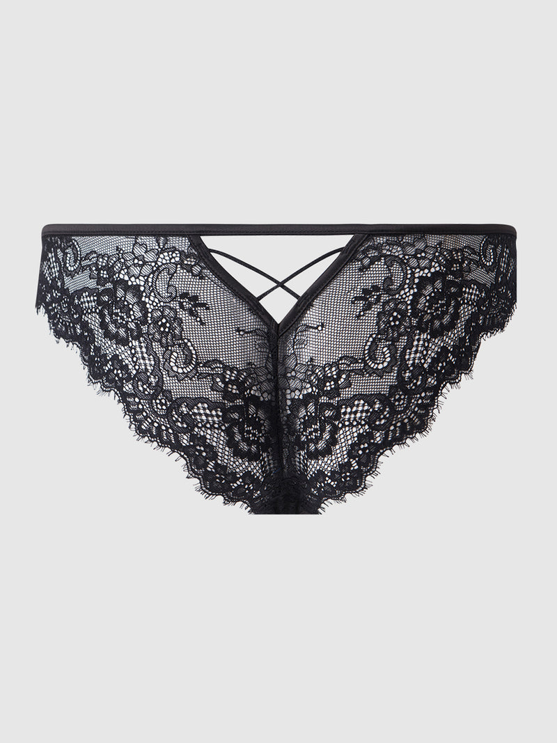 Adelaide Satin & Lace Side Clasp Bikini - Frederick's of Hollywood