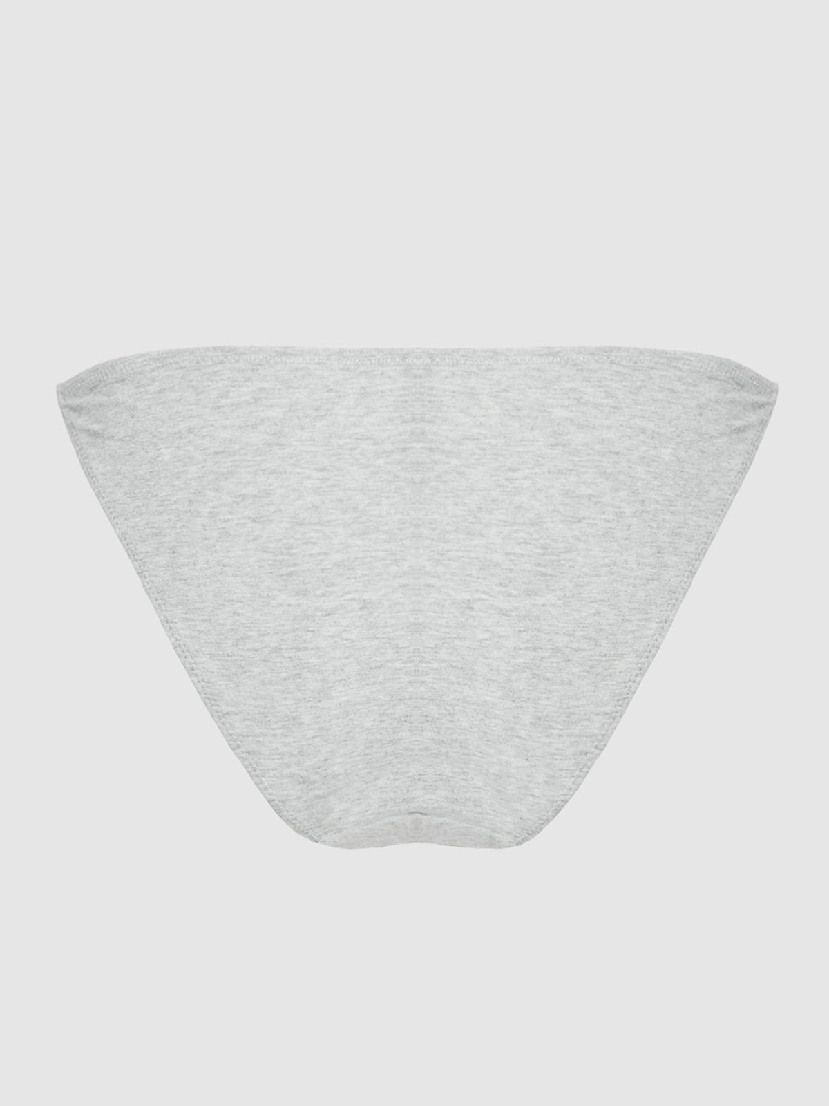 The Bailey Stretch Cotton Bikini by Frederick's of Hollywood, shown here in light gray, features a curve-hugging bikini style and is displayed flat on a white background.