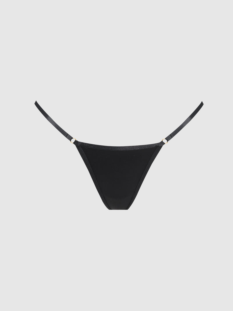 Rising Star Liquid Satin Mini G-String - Black
