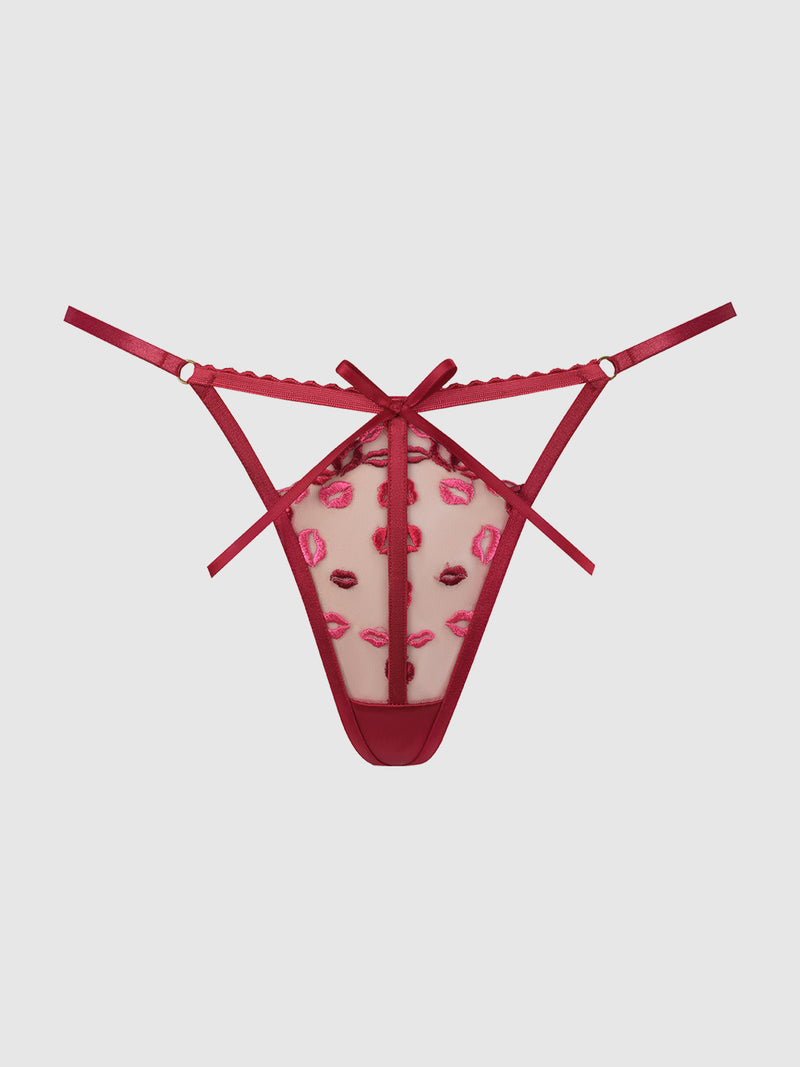 Angelica Lips Embroidery G-String - Frederick's of Hollywood