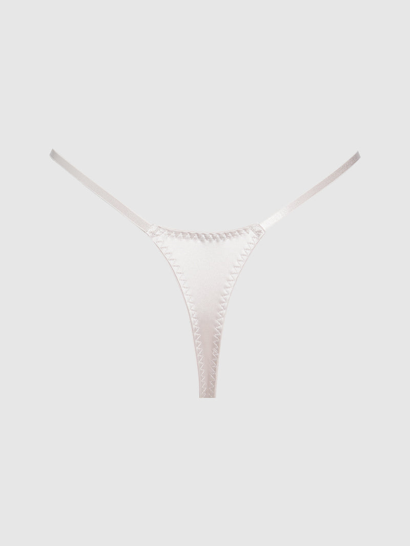 Rising Star Liquid Satin Thong - Silver Grey 
