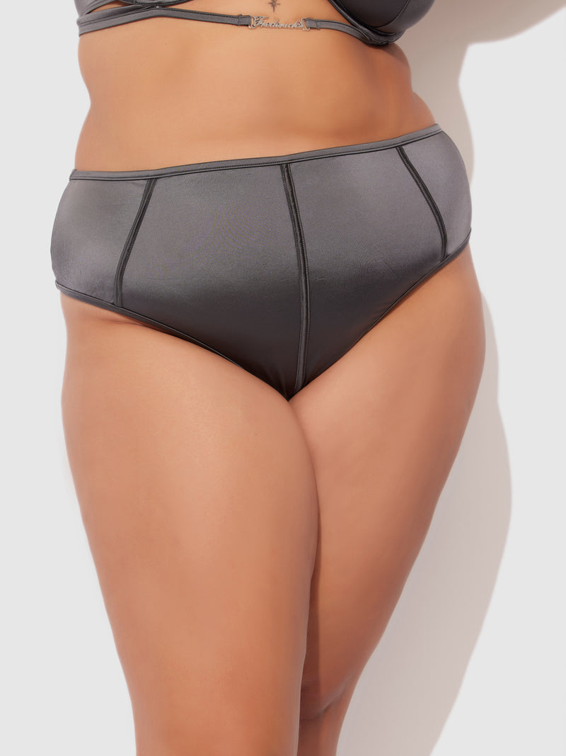 Neev Oil Slick High-Waist Cutout Back Thong - Fredericks of Hollywood