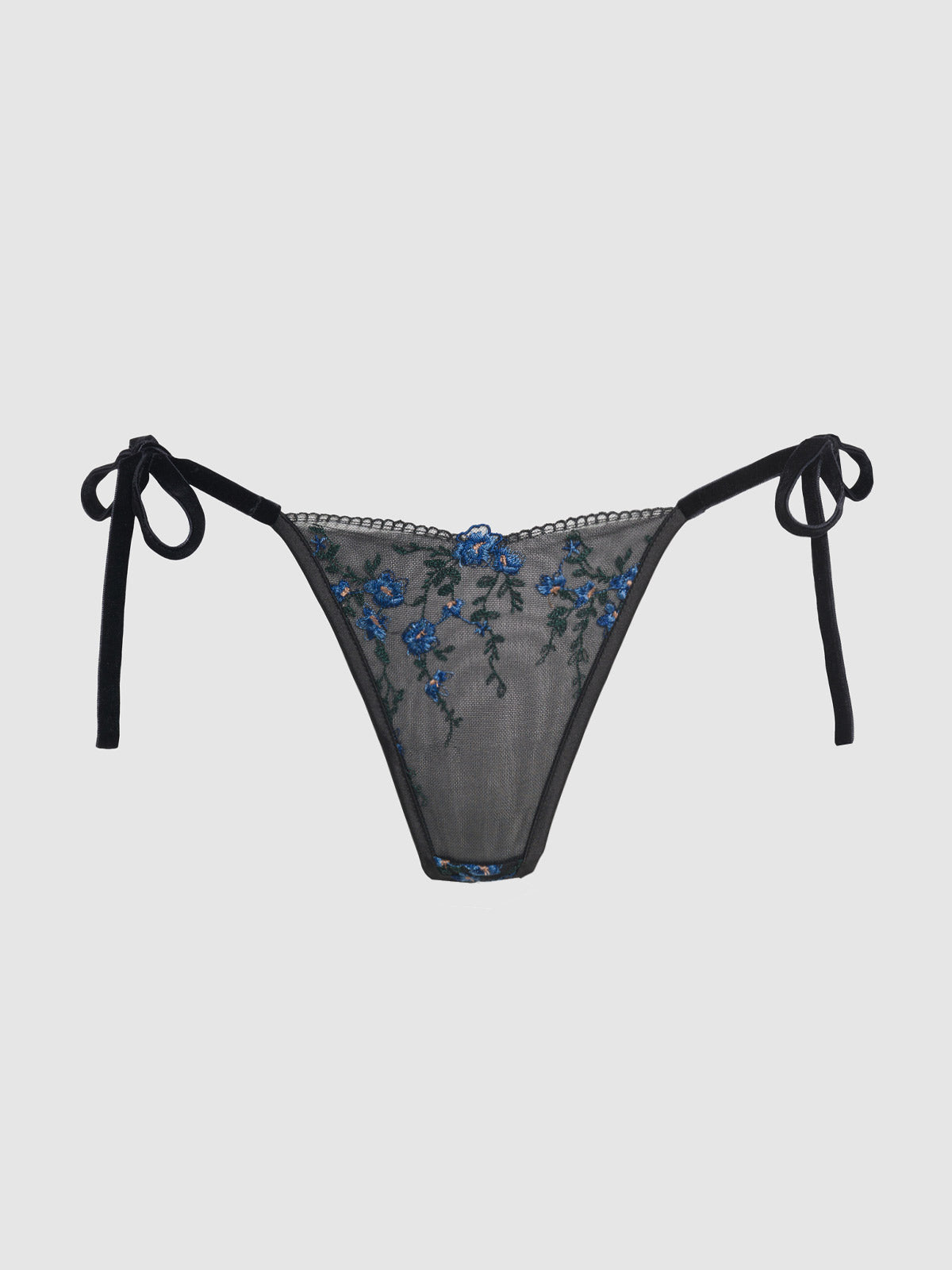 Harlow Embroidered Mesh Tie Side Thong - Frederick&#39;s of Hollywood